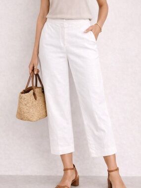 Lauren Ralph Lauren White Cropped Pants Petite 4P Summer Coastal Chic
